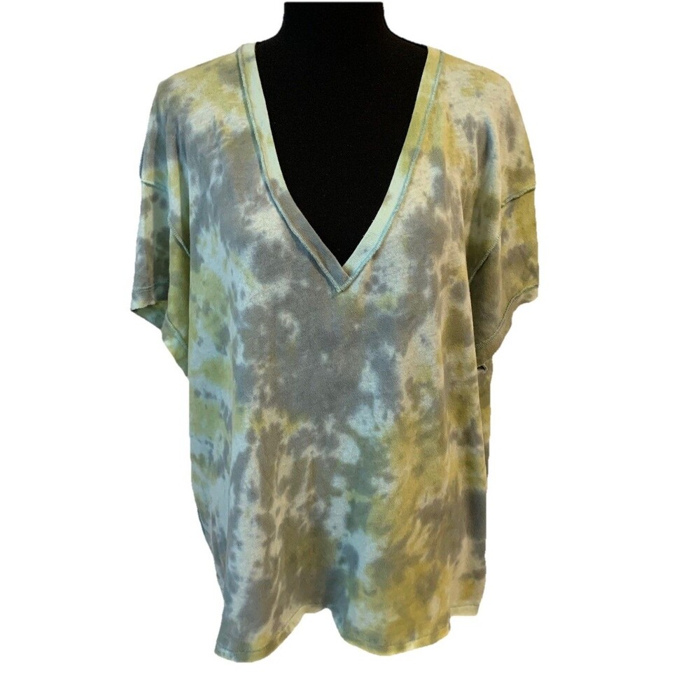 We The Free Womens Size XS Tie Dye V-Neck Top Inside Out Seams Oversized